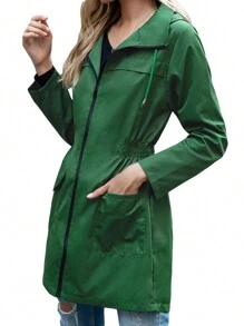 Women Light Rain Jacket Waterproof Active Outdoor Trench Raincoat With Hood Ladies Lightweight Windproof Windbreaker