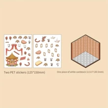 迷人 3D 小屋微型场景贴纸 - 可重复使用 PET，自粘式 DIY 贴花，适用于日记和工艺品（不含镊子） - 彩色 - 查看 14