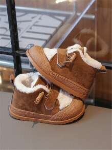 Toddler Winter Snow Boots, Girls Plush Ankle Boots, Boys Thermal Lined High-Top Warm Winter Shoes