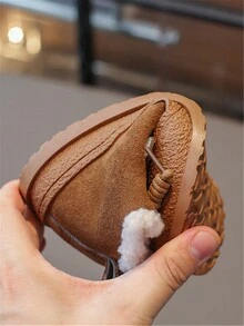 Toddler Winter Snow Boots, Girls Plush Ankle Boots, Boys Thermal Lined High-Top Warm Winter Shoes