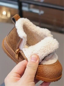 Toddler Winter Snow Boots, Girls Plush Ankle Boots, Boys Thermal Lined High-Top Warm Winter Shoes