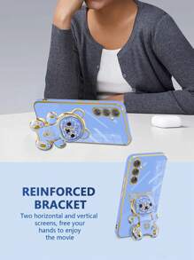 苹果彩虹小熊软糖设计电镀防摔手机壳，带隐藏式支架，最新款，国际版，非国内版 - 藍色 - 查看 4