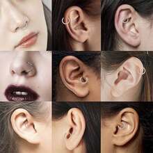 16G 316L不锈钢花朵银色鼻环，雏菊铰链式鼻环，18K镀金穿刺饰品礼品 - 多色 - 查看 9