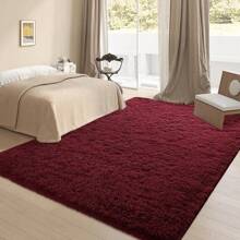 Fluffy Modern Area Rugs For Living Room Bedroom,Plush High Pile Purple Rug For Kids Girls Room Nursery Home Decor, Upgrade Non-Slip Girls Bedroom Soft Indoor Rug - 酒紅色 - 查看 5