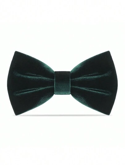 1pc Men Bow Tie Solid Polyester Velvet High-End Bow Tie, For Wedding, Party, Banquet Formal Attire, Autumn/Winter Men Necktie