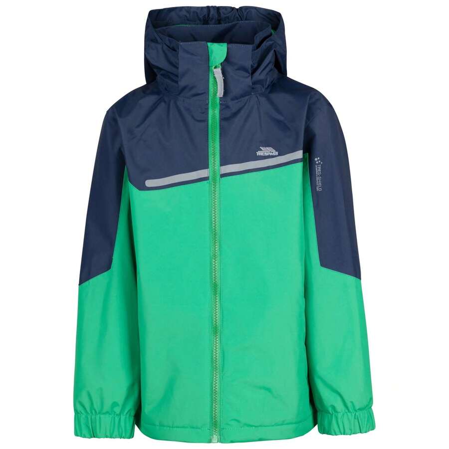 Trespass Boys Submerged Waterproof Jacket (Clover/Navy) - Lime Green - View 1