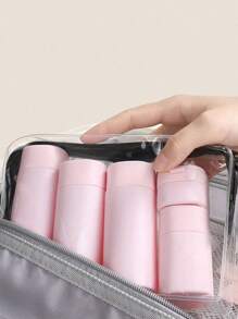 Bộ 5 túi đựng đồ du lịch di động - Túi đựng đồ vệ sinh cá nhân chống thấm nước trong suốt giúp sắp xếp dễ dàng Bộ chai đựng đồ vệ sinh cá nhân du lịch - Chống rò rỉ, silicon mềm, có nhãn và thìa - Lý tưởng để đựng kem dưỡng da, dầu gội, sữa rửa mặt trong hộp đựng di động tiện dụng - Nhiều màu - Xem 4