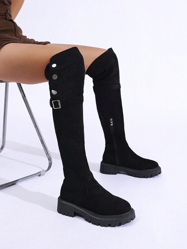 Women's Chunky Heel Thick Sole Over-The-Knee Riding Boots, Autumn/Winter