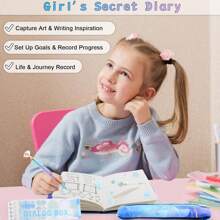 High Quality A5 Girls Diary: The 162-Page Notebook Is A5 Size (8.27 X 5.83 Inches) And Has A High-Quality, Waterproof PU Cover That Not Only Looks Fantastic, But Also Protects The Notebook From Moisture For Long-Term Storage. Made From High Quality, Eye-Friendly Paper Without Fluorescents To Protect Children's Eyes And Ensure Smooth Writing. With The Pen, Stickers, Bookmark And Pencil Case, This Stationery Set Can Be Used For Writing Journals, Writing Stories, As A Travel Journal, Study Notebook