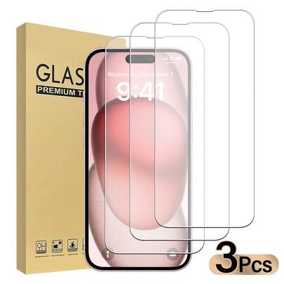 3pcs High Definition Tempered Glass Screen Protector, Compatible With Apple Devices, Anti-Scratch, Anti-Collision, Oleophobic Coating, Smooth Touch, Suitable Compatible With Apple X/XR/11/12/13/14/15/16/16Plus/16Pro/16ProMax/16e/17/17 Air/17 Pro/17 Pro Max/17e Full Series