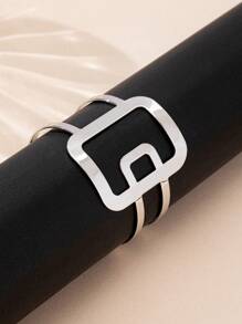 1 件镂空几何豹纹金属手镯，复古别致的女士时尚配饰，适合日常佩戴 - 查看 10