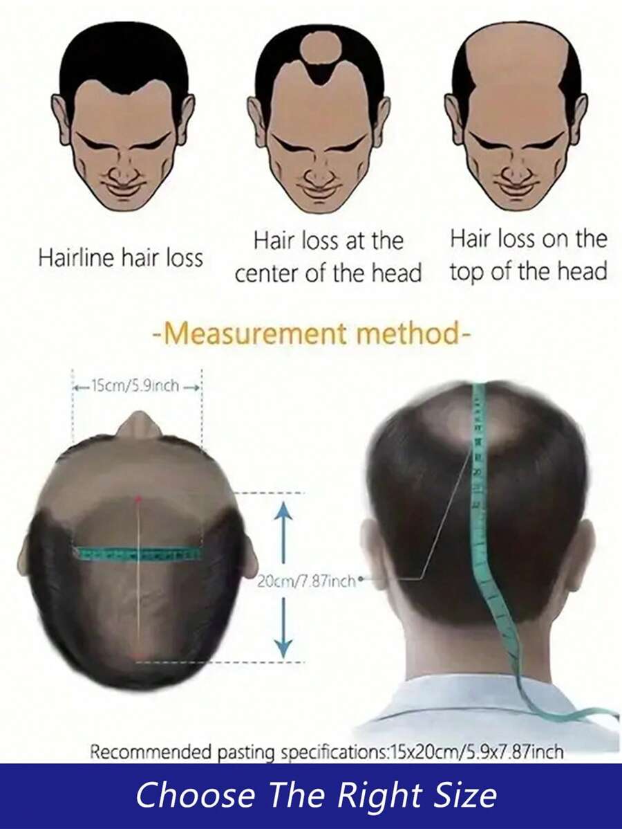 Sistema de cabello postizo para hombre de 15 x 20 CM de piel fina