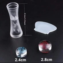 2 件套指甲印章刮刀套装双头硅胶透明美甲法式印章指甲油印花美甲印章板工具 - 無色 - 查看 4