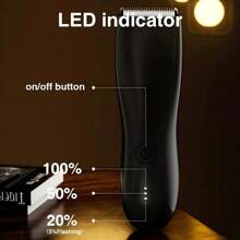 专业体毛修剪器、男士腹股沟和身体修剪器、电动剃须刀、防水比基尼修剪器 - 送给他的最佳礼物 - 黑色 - 查看 9