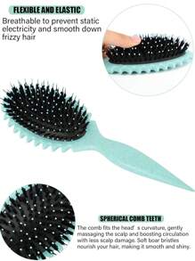 1 件卷发造型刷，椭圆形梳子顶部，塑造和定义女性卷发，减少拉扯和卷发分离，适合女性、男性、老年人和儿童干湿使用。
