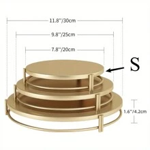 Set de 3 soportes para pastel dorados, soporte circular para postres, bandeja metálica para exhibir cupcakes y dulces, adecuado para bodas, eventos, fiestas de cumpleaños, Navidad