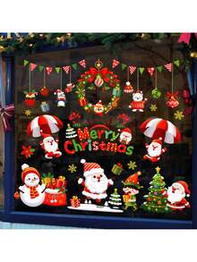 Miếng dán trang trí cửa sổ tĩnh điện có thể tháo rời hình bông tuyết và cây thông Noel, thích hợp cho cửa hàng, cửa sổ cửa hàng, tường, trang trí theo phong cách mới năm 2025 - Nhiều màu - Xem 2