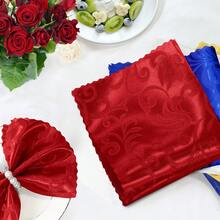6 Pack Damask Cloth Napkins 17 X 17 Inch, Jacquard Table Cloth Napkins Set Of 6 Square Satin Napkins Fabric Dinner Napkins For Wedding Party Banquet, Hot Pink - Burgundy - View 5