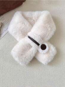 1pc Women's Premium Plush Fluffy Neck Warmer Scarf, Criss Cross Design, Warm For Winter