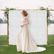HOHOBLA 10 Pcs White Flower Panels Wall,Artificial Flower Wall Panel, White Flower Backdrop Wall For Home Party Wedding Christmas Festival Photo Backgdrop Decor - 白色 - 查看 1