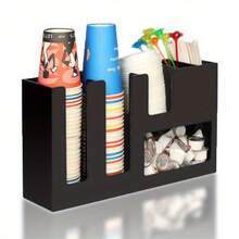 3/6 隔间直立休息室咖啡调味品和杯子储物架，不锈钢和亚克力材质，适合家庭、厨房、餐厅、咖啡店，是圣诞节、朋友、感恩节的理想礼物。 - 彩色 - 查看 7