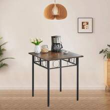 Folding Dining Table For 4 People, Dining Table With Removable Panels, No Installation Required, Kitchen Dining Table For Small Spaces (Brown) Metal Legs - 1 - View 3