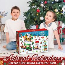 Calendario de Adviento, Calendario de Adviento en Bloques, Calendario de Adviento de Juguetes para Niños, Adviento 24 Bloques de Construcción, Regalo de Navidad para Niños, Niñas (8887 Árbol de Navidad) - Rojo - Ver 6