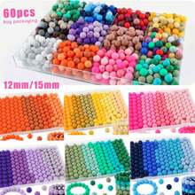 60个15mm/12mm/9mm硅胶珠组合，有黑色、红色、蓝色、粉色、黄色、绿色、橙色、棕色、紫色等组合可选，适用于手工DIY制作、钥匙扣配件等 - 彩色 - 查看 9