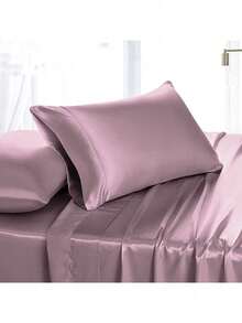 4 Pcs Smooth Satin Silk Sheet Set Deep Pocket Bed Sheet Wrinkle Fade Resistant - 豆瓣醬 - 查看 2