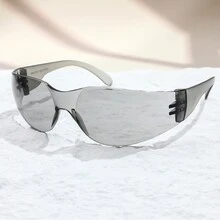 1副女士Y2K无框环绕式椭圆形太阳镜，UV400防护，未来感十足的一体式护目镜，适合夏季海滩街头佩戴 - 彩色 - 查看 7