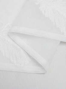 1pc White Feather Curtain With Top Ring Design, Semi-Transparent Sheer Curtain With Feather Embroidery Punch-Hole, Suitable For Bedroom, Living Room/Balcony, Countryside, Ranch Gifts Birthday Graduation