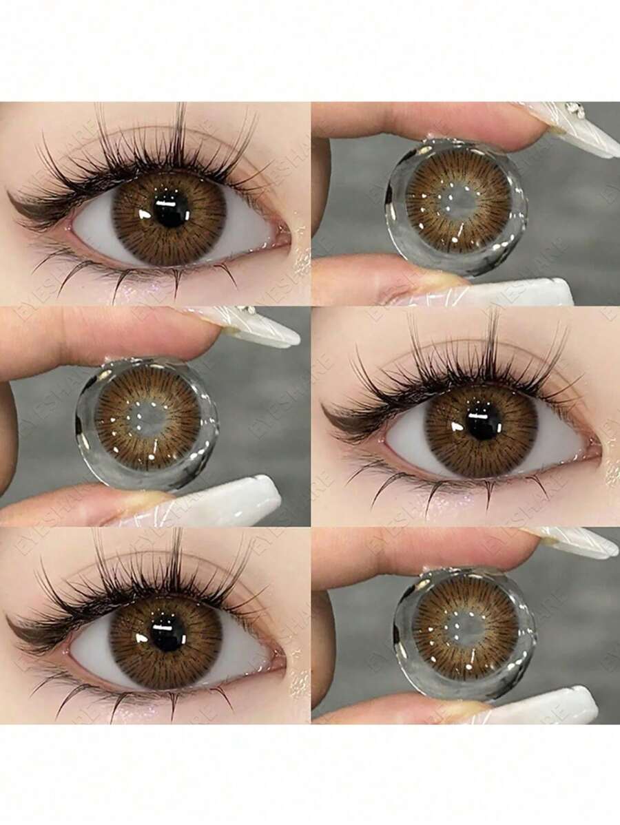 [CDMX Fashion Choice] ¡Lentes de contacto ligeros mixtos de estilo europeo y americano! Lentes con un 38% de alto contenido en agua - anti-UV anti-sequedad (Caribbean Blue/Gold/Caramel Macchiato)  ¡Packs de acaparamiento mensuales, trimestrales y anuales! - Aleatorio -2par - Ver 1