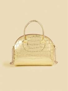 1pc Kids Shell Handbag, Fashionable Versatile Mini Chain Shoulder Bag For Girls - Crocodile Pattern - View 12