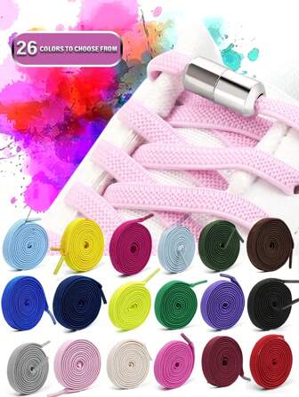 弹性免系带鞋带，扁平鞋带，适用于男士和女士运动鞋。带金属锁的快速松紧鞋带，适用于女士男士运动鞋、休闲鞋、白色鞋、篮球鞋、训练鞋跑鞋的鞋带