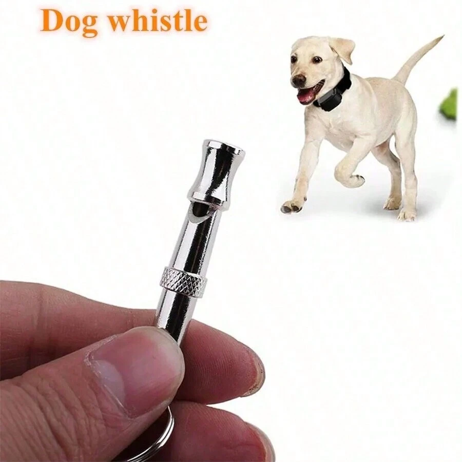 1pc Stainless Steel Ultrasonic Anti-Barking Dog Training Device, Adjustable Tone For Professional Training Whistle - Silver - View 1