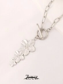 1pc 18K Gold Plated Stainless Steel Necklace Exaggerated Gold Flower Pendant Necklace For Women Female Jewelry Gifts