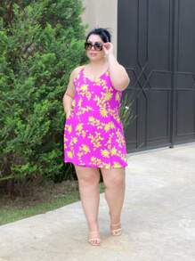Women's Plus Size Jumpsuit Short Skirt With Printed Lining Summer - 顏色13 - 查看 4