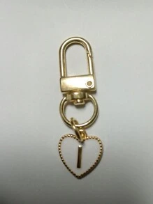 Breloc cu pandantiv inimă cu litere, pandantiv pentru geantă cu litere inițiale A-Z, breloc din aliaj cu farmec de modă, cu carabină, suport pentru chei inițiale personalizate pentru rucsac, portofel, husă pentru căști, pentru prieteni, familie și cupluri, cadou ideal