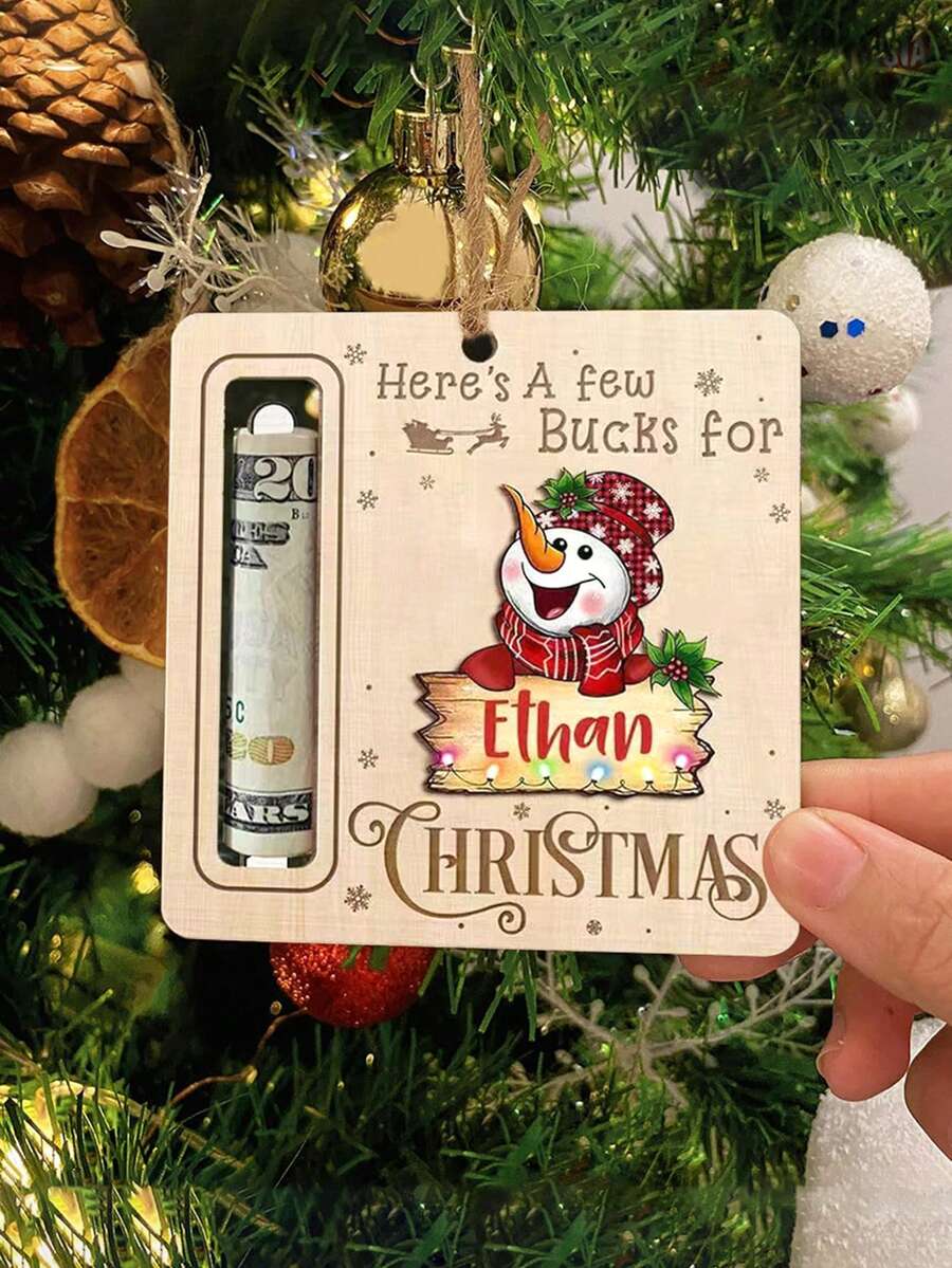 1pc Christmas Wood Color Money Storage Board Clip, Creative Santa Elk