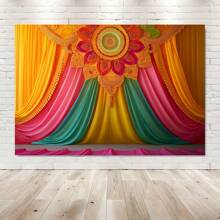 Phông nền chụp ảnh lấy cảm hứng từ Polyester rực rỡ - Thiết kế chống nhăn và dễ sử dụng cho Diwali, Pooja, tiệc chia tay cuộc sống độc thân, đám cưới và lễ kỷ niệm mùa xuân/hè - Hoàn hảo để ghi lại những khoảnh khắc khó quên - 1 cái - Xem 5