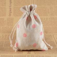 5 piezas Bolsas de regalo con cordón personalizadas y creativas, bolsitas de lino con estampado vintage para joyas, sacos de arpillera de paquete aromático