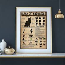 1 件，黑猫知识帆布海报，复古海报艺术，帆布艺术，现代简约风格印刷，帆布印刷装饰画，帆布海报，壁画艺术，客厅家居装饰，理想礼物，无框 - 彩色 - 查看 4