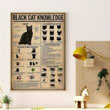 1 件，黑猫知识帆布海报，复古海报艺术，帆布艺术，现代简约风格印刷，帆布印刷装饰画，帆布海报，壁画艺术，客厅家居装饰，理想礼物，无框 - 彩色 - 查看 2