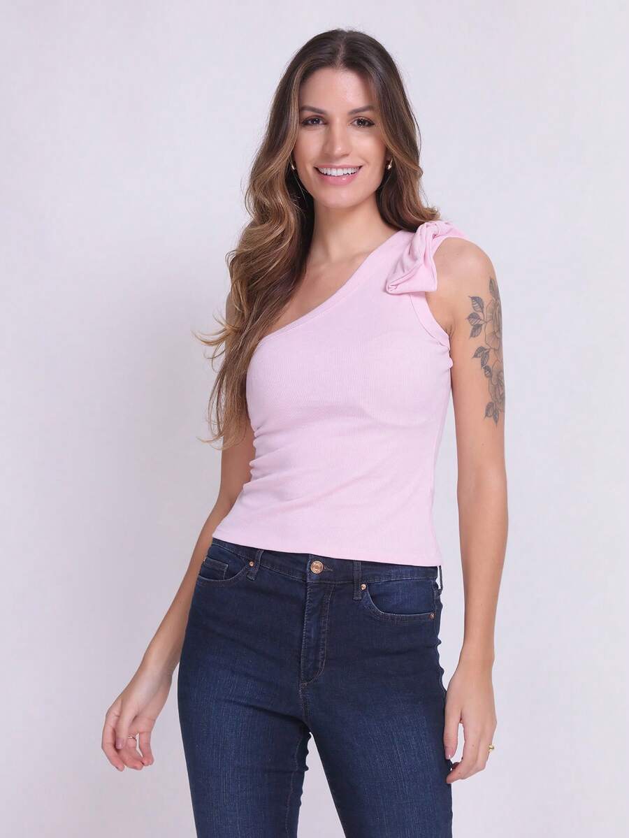 steve store moda feminina regatas  tecido algodao blusa verao - Rosa Bebê - Visão 1