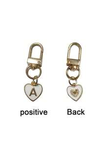 Breloc cu pandantiv inimă cu litere, pandantiv pentru geantă cu litere inițiale A-Z, breloc din aliaj cu farmec de modă, cu carabină, suport pentru chei inițiale personalizate pentru rucsac, portofel, husă pentru căști, pentru prieteni, familie și cupluri, cadou ideal