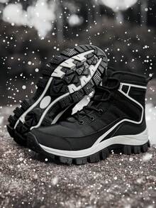 Giày đi tuyết ngoài trời lót nhiệt Giày thể thao mùa đông ấm áp cho nữ Giày đi bộ đường dài cao đến đầu gối chống thấm nước - màu đen - Xem 3