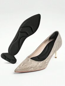 1 双女士黑色尖头高跟鞋，包括防滑鞋垫和鞋跟垫，穿着舒适 - 黑色 - 查看 5