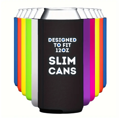 12pcs Super Thin Can Coolers, Blank Neoprene Ultra Slim Can Sleeves, 12oz Blank Slim Can Coolers, Sublimation Ultra Thin Can Cooler For Soda Bottles, Bulk Customizable Sublimation Blank For DIY, HTV Vinyl Projects, Party, Wedding, Black Water Bottle