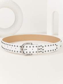 1 件女士钉钉夹扣腰带，朋克摇滚 Y2K 风格，黑色腰带，适合休闲裤 - A - 查看 7