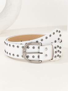 1 件女士钉钉夹扣腰带，朋克摇滚 Y2K 风格，黑色腰带，适合休闲裤 - A - 查看 6